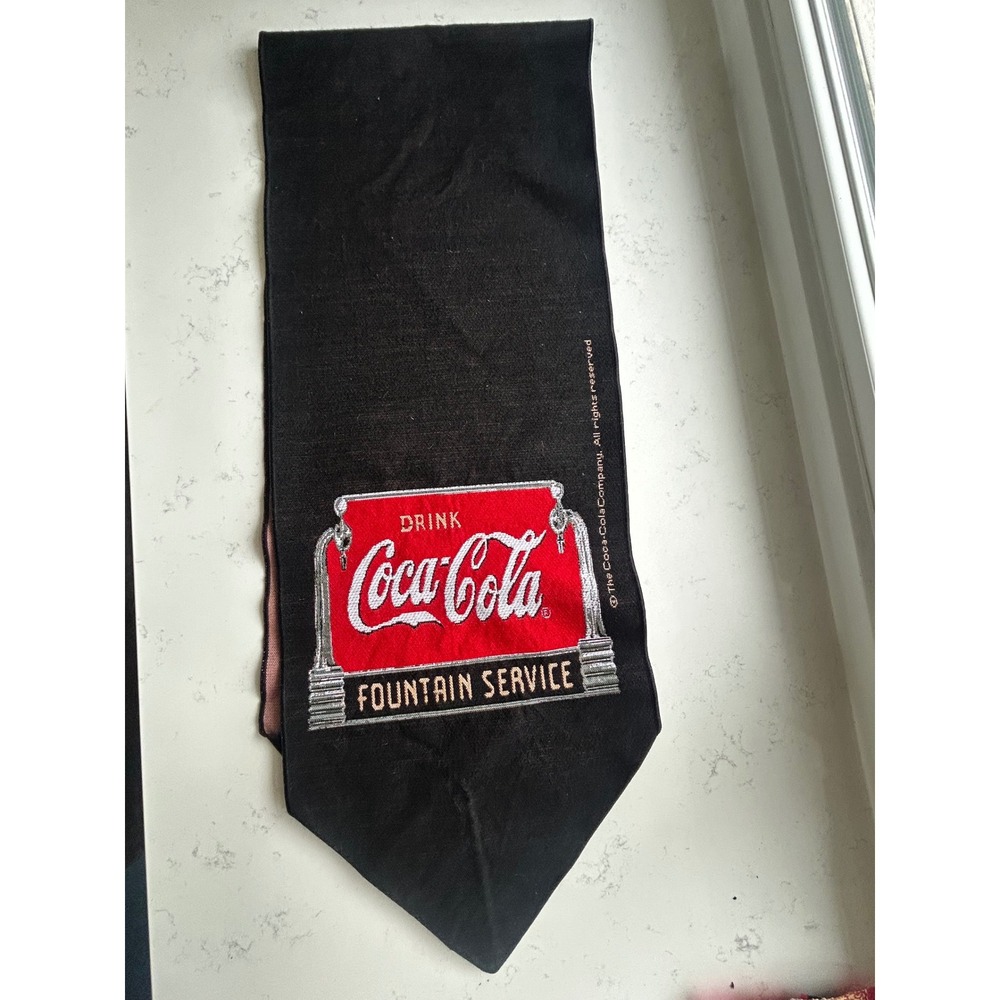 Vintage Coca-Cola Fountain Service Woven Table Runner‎ Black Red